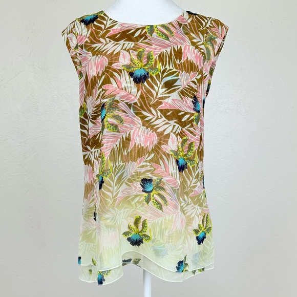CAbi Tropical Orchid Print Ombré Gradient Print Top Size S - Picture 2 of 12